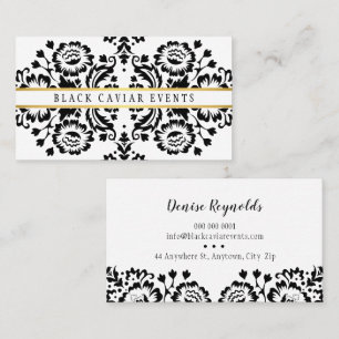 ELEGANT DAMASK vintage mönster guld svart vit Visitkort