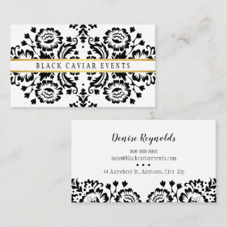 ELEGANT DAMASK vintage mönster guld svart vit Visitkort