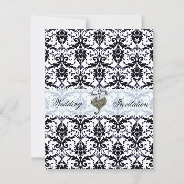 Elegant Damask Wedding Inbjudningar (Framsida)
