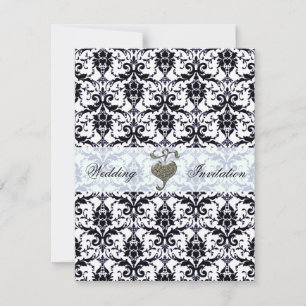 Elegant Damask Wedding Inbjudningar