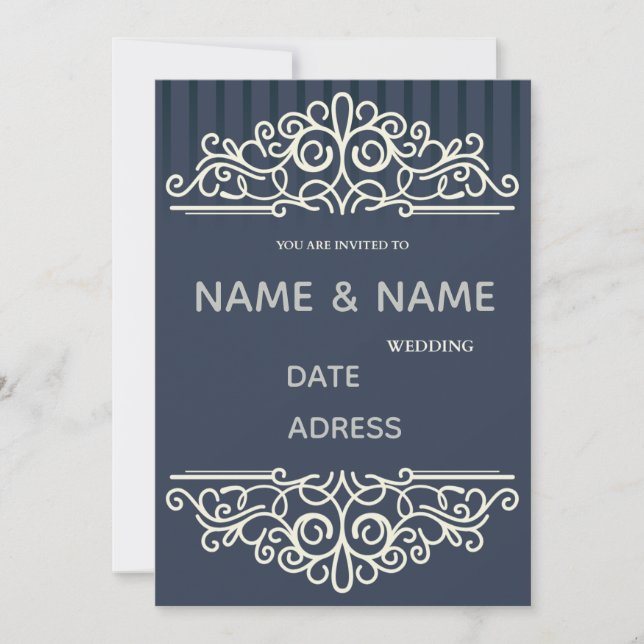  elegant damask wedding invitation inbjudningar (Framsida)