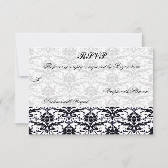Elegant Damask Wedding OSA Kort (Framsida)