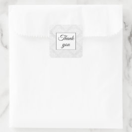 Elegant Damask White Bröllop Tack enkel Fyrkantigt Klistermärke