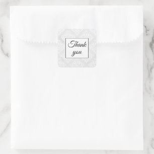 Elegant Damask White Bröllop Tack enkel Fyrkantigt Klistermärke