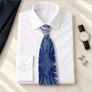 Elegant damast Blå toile de jouy Slips