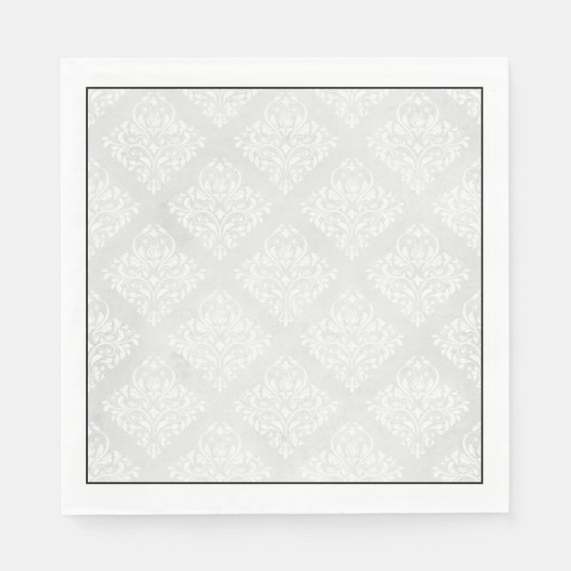 Elegant Damast Minimalistisk Bröllop Pappersservett (Framsidan)