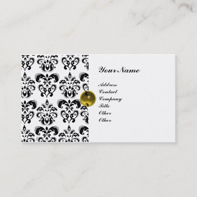 ELEGANT DAMAST  MONOGRAMM VISITKORT (Framsida)