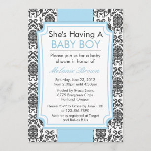 Elegant damastast baby showerinbjudan inbjudningar