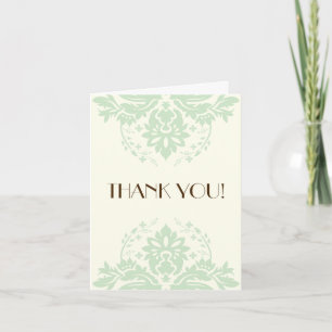 Elegant damastast mintgrönt, elfenbenbrölloptack tack kort