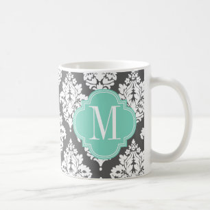 Elegant damastast Monogrammed kol- & Kaffemugg