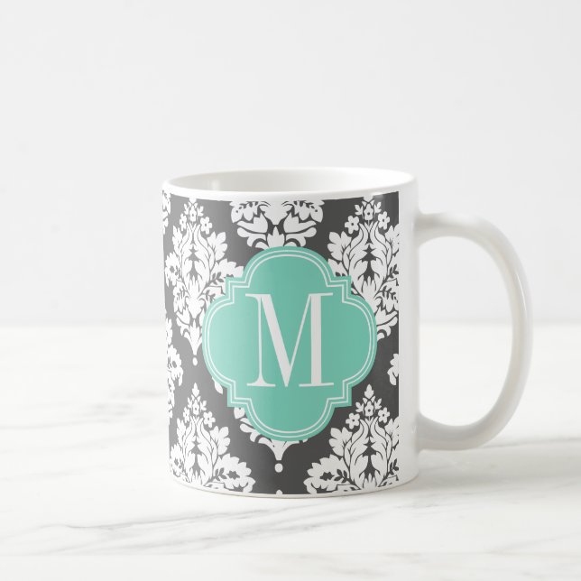 Elegant damastast Monogrammed kol- & Kaffemugg (Höger)