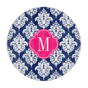 Elegant damastast Monogrammed marin- &