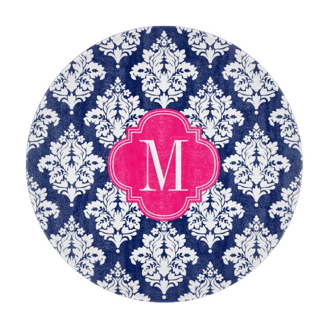 Elegant damastast Monogrammed marin- & (Framsidan)