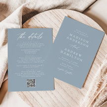 Elegant Damblå Allt-i-ett QR-kod Bröllop