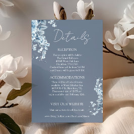 Elegant Damblå Blommig Detalj Bröllop Tilläggskort