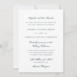 Elegant Damblå Bröllopsskript Inbjudningar