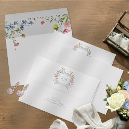 Elegant Damblå Pastell Vildblomma Kam Wedding