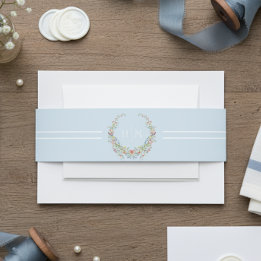 Elegant Damblå Pastell Vildblomma Kam Wedding Band För Inbjudningskort