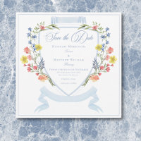 Elegant Damblå Pastell Vildblomma Kam Wedding