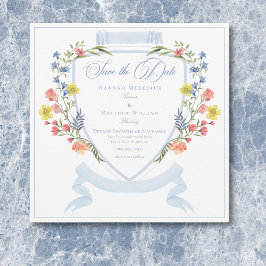 Elegant Damblå Pastell Vildblomma Kam Wedding Spara Datumet