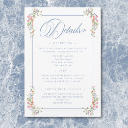 Elegant Damblå Pastell Vildblomma Kam Wedding Tilläggskort