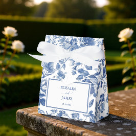 Elegant Damblå Toile Blommig Bröllop Presentaskar