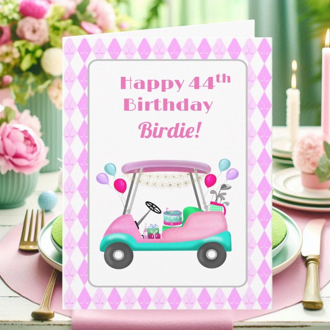 Elegant damgolf festvagn 44-årsdag   kort (Skapare uppladdad)