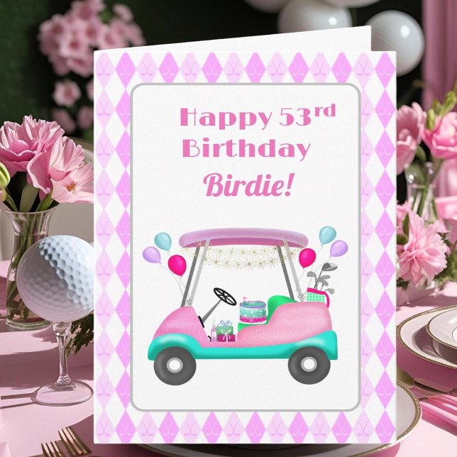 Elegant damgolf festvagn 53-årsdag   kort (Skapare uppladdad)