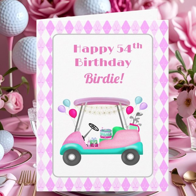 Elegant damgolf festvagn 54-årsdag   kort (Skapare uppladdad)