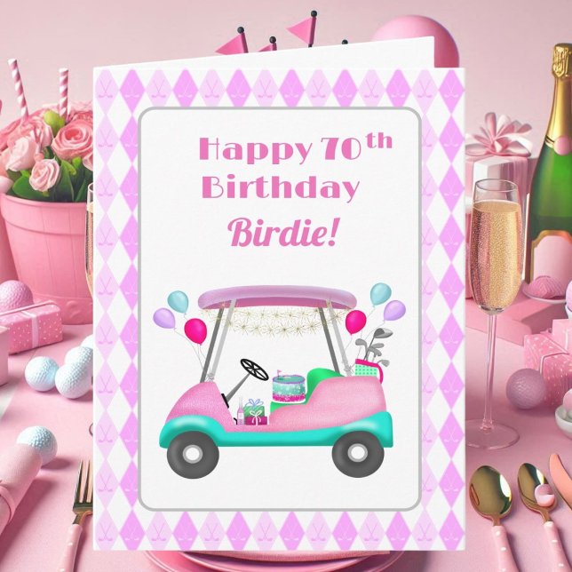 Elegant damgolf festvagn 70-årsdag   kort (Skapare uppladdad)