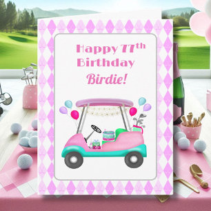 Elegant damgolf födelsedagsfirande vagn 77-årsdag kort