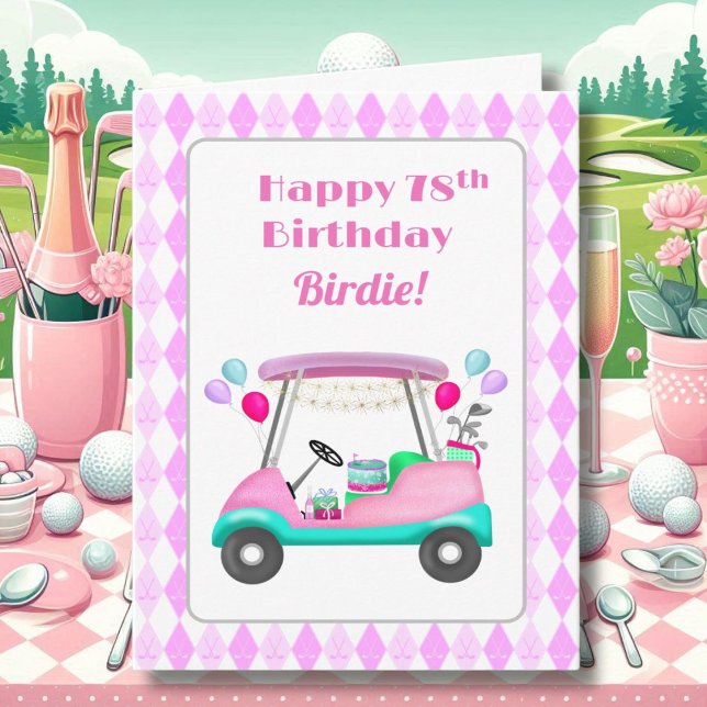 Elegant damgolf födelsedagsfirande vagn 78-årsdag  kort (Skapare uppladdad)