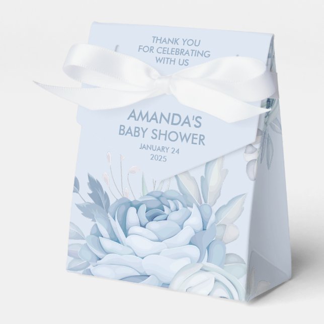 Elegant dammblå blommig presentaskar (Framsidan Sidan)