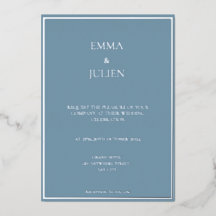 Elegant dammblå folie-inbjudan
