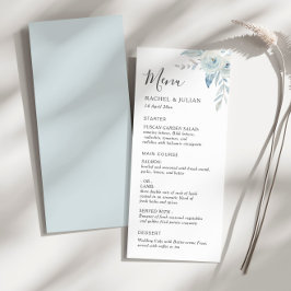 elegant Dammblått blommigt bröllop Meny