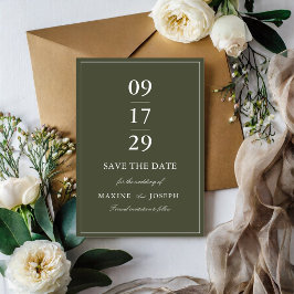 Elegant Dammgrön Bröllop Save the Date-kort Spara Datumet