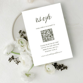 Elegant Dammgrön Klassisk Bröllops QR-kod OSA Kort