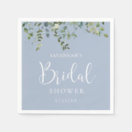 Elegant dammig blå akvarell bröllopsdusch pappersservett