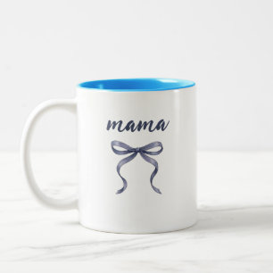 Elegant Dammig Blå Akvarellbåge Mamma Anpassad Två-Tonad Mugg
