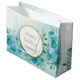 Elegant dammig blå akvarellblomma monogram