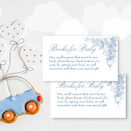 Elegant dammig blå baby shower-böcker begäran tilläggskort