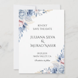 Elegant dammig blå blomklänning högtids spara datumet