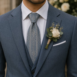 Elegant dammig blå blommig brokad slips
