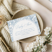 Elegant dammig blå blommig toile-visning dusch