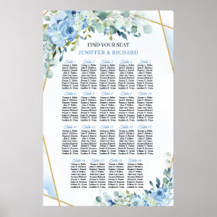 Elegant dammig blå blommigt eukalyptus poster