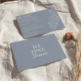 Elegant dammig blå blomster boho chic bröllopsdeta tilläggskort