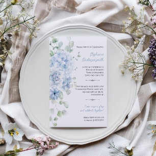 Elegant dammig blå blomster födelsedagsfest inbjudningar