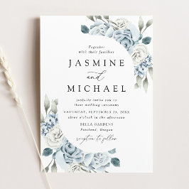 Elegant dammig blå blomster ram bröllopsinbjudan inbjudningar