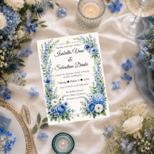 Elegant dammig blå blomsterbröllop