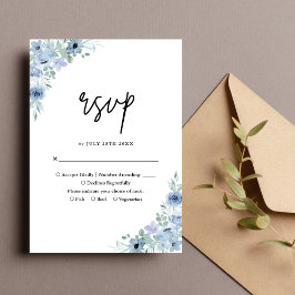 Elegant dammig blå blomsterbröllop OSA kort
